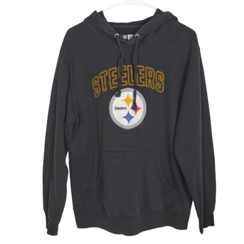 Steelers Hoodie Black Faded NFL Team Apparel size Medium